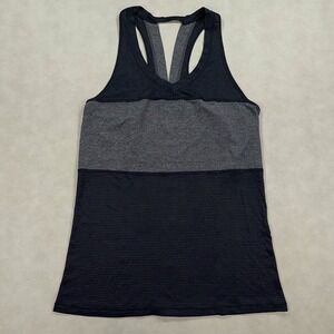 Lululemon Women's 6 Gray Black Open‎ Split Back Athletic Tank Top Run Gym Casual